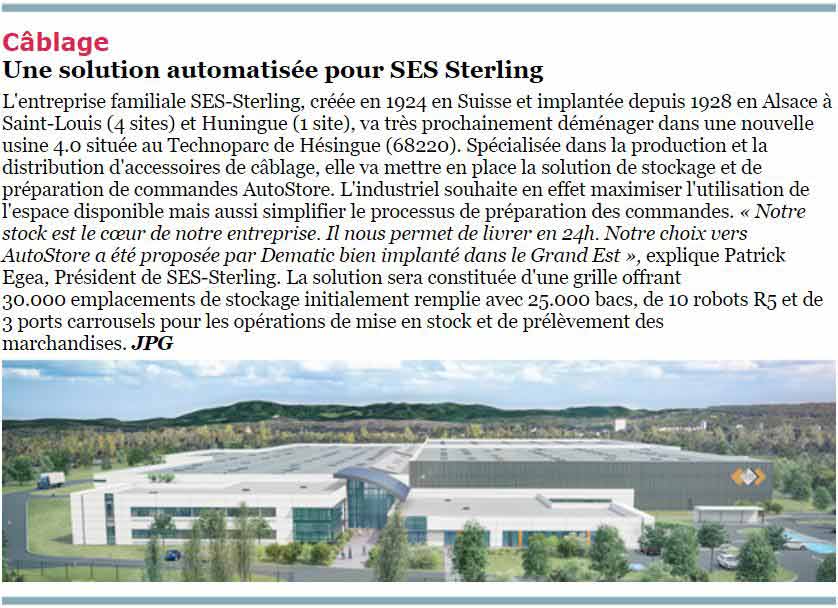 Article SES-STERLING de la newsletter supply chain le village du 6 avril 2020