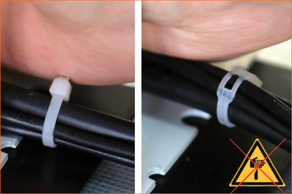 The BELTO® cable tie does not injure the user.